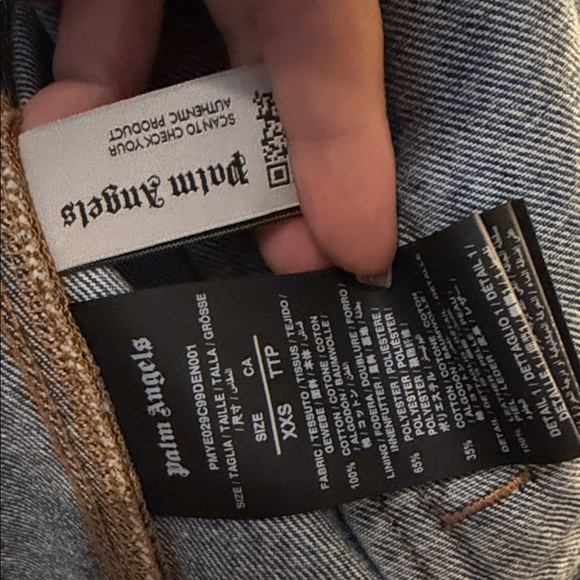 Palm Angels Blue Denim Jacket with Tan Accents - Picture 2 of 6